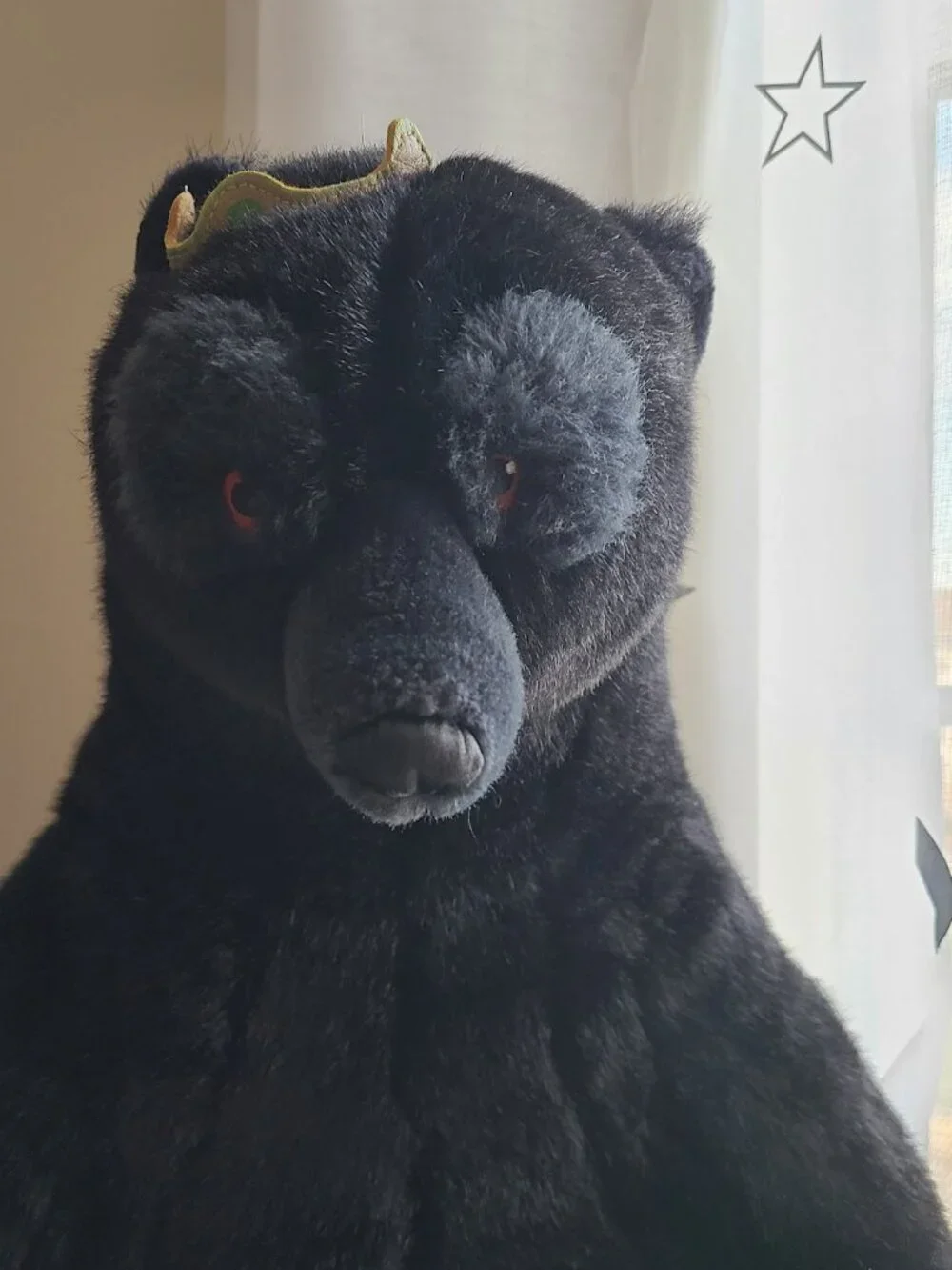 Disney Store Brave Queen Elinor Bear Jointed Legs Black Plush w/ Crown 25” Jumbo